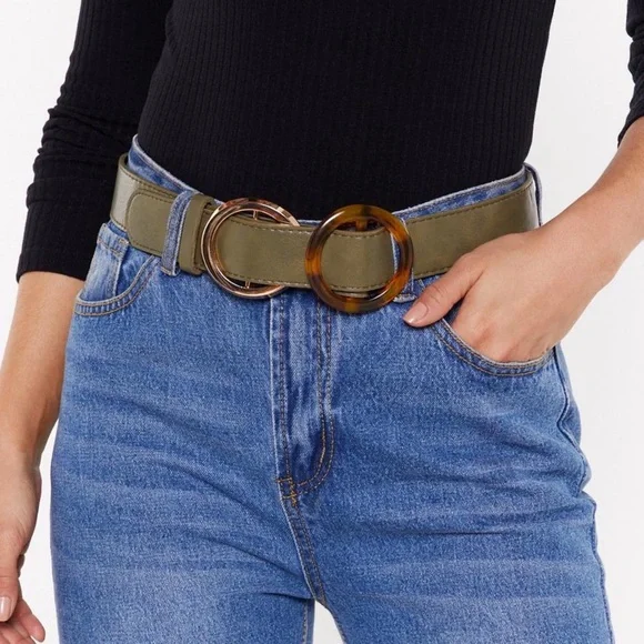 NWT Nasty Gal Circle In Double Metal And Tortoise Shell Double Buckle Be… - Picture 2 of 10
